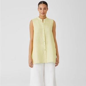 NWT Eileen Fisher Garment-Dyed Organic Handkerchief Linen Sleeveless Shirt